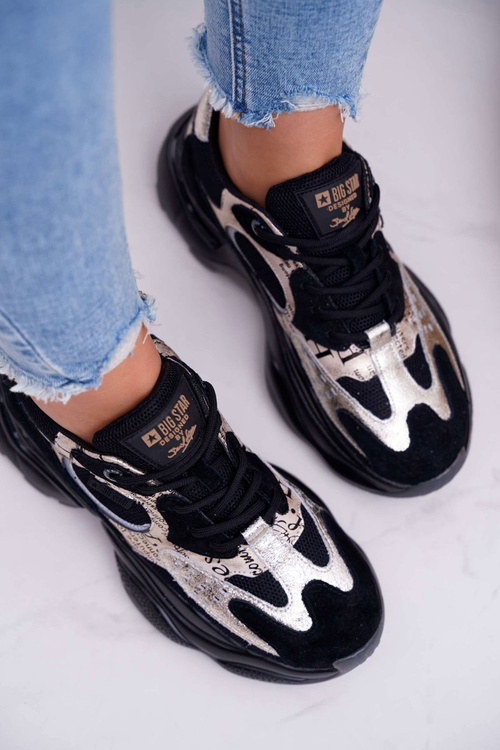 Women's Athletic Footwear Big Star by Daniel Lopez Black Gold FF274A524
