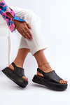 Women's Leather Platform Sandals D&A SJ2301-2 Black