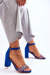 Fashionable Sandals With Stones High Heels Blue Love Me