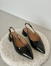 Lacquered Ballerinas On Low Heel With Pointed Toes Black Anarinne