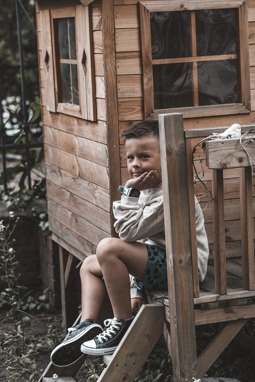 Children's Leather High Sneakers Black and white Marney