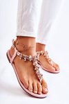 Comfortable Women's Sandals Flip-Flops With Ornaments Pink Briven
