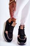 Women's Suede Sports Shoes Black and Beige Elisse