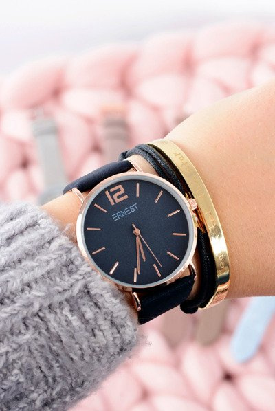 Navy Blue Elegant Leather Women's Ernest Watch