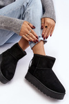 Women's Snow Boots with Chunky Platform and Fringes Black Lirico
