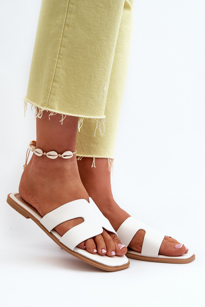 Women's Flat Slippers with Cutouts White Fiviama