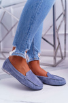 Women's Sergio Leone Suede Moccasins Light Blue Winted