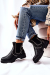 Flat heeled boots studded black Shivers