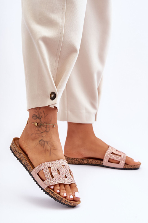 Women's Studded Slippers Pink Evelins