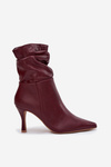 Women's ankle boots on heel with ruched shaft zipper Bordeaux Ulisse