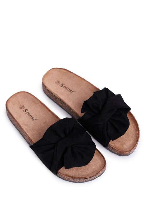 Women's Cork Flip Flops Bows Black Felis