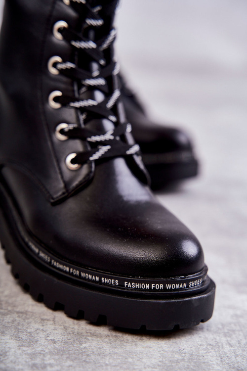 High Warm Women's Boots Tied Black Darla