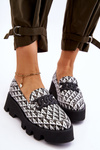 Loafers On A Massive Platform Laura Messi 2601 Black And White