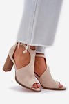Heeled Sandals Made Of Eco Suede Light Beige Lanadriena