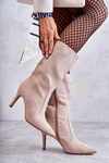 Suede High Heel Boots Beige Arison