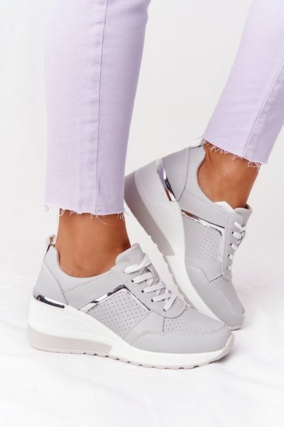 Leather Wedge Sneakers S.Barski Grey