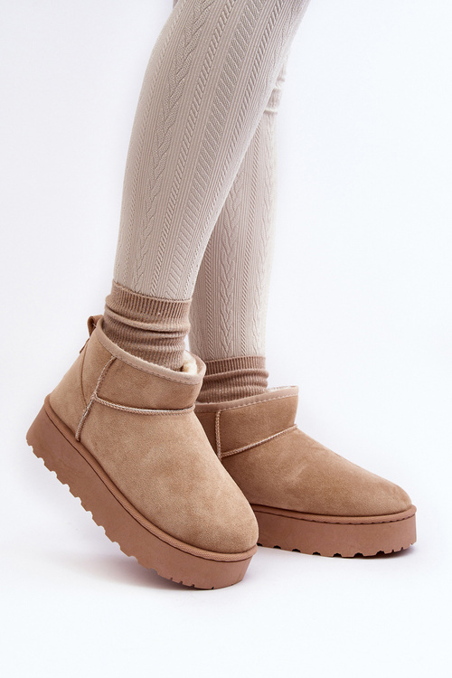 Women's Snow Boots On Platform With Furry Lining Beige Xamella