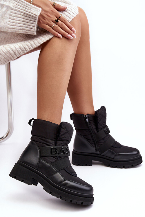 Women's Zip-Up Snow Boots Insulated Black Zeva