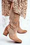 Women’s Boots On High Heel Leather Beige High Rosemary