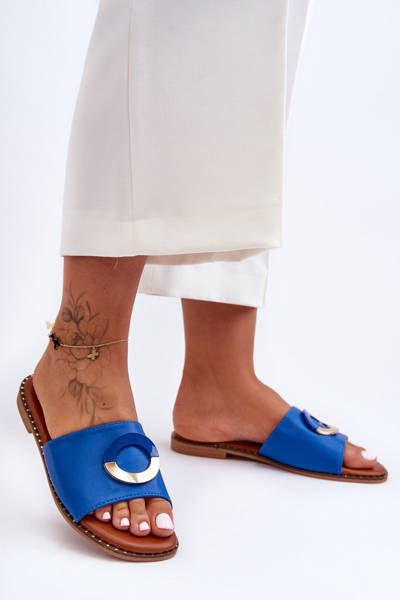 Klapki Damskie Ozdoba Niebieskie Sherry YE-725