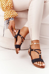 Leather Sandals With Black Cubic Zirconia Melly