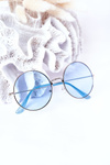 Silver Lennon Sunglasses With Blue Lenses