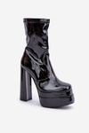 Lacquered Ankle Boots On Platform And High Heel Black Lotisha
