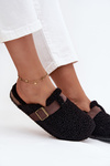 Women's slippers with sheep fur style Black Lorivine