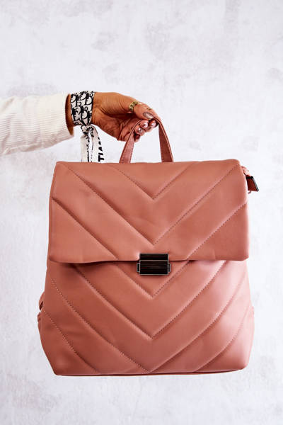 Plecak Skórzany Pikowany Różowy Gwendie