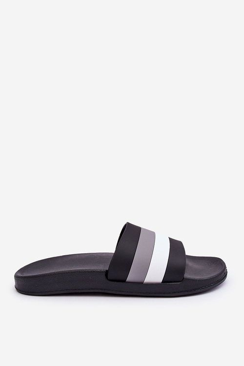 Men's Striped Slippers Black Vision