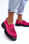 Women's Suede Loafers Moccasins Fuchsia Ramvli