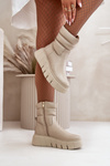 Zazoo 60512 Women Leather Ankle Boots With Zipper Insulated With Felt Light Beige