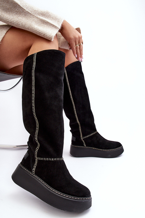 Women's Suede Boots on Massive Platform Maciejka 06312-01 Black