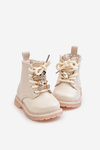 Warm Children's Boots With Teddy Bear On Zipper Beige Enchanta
