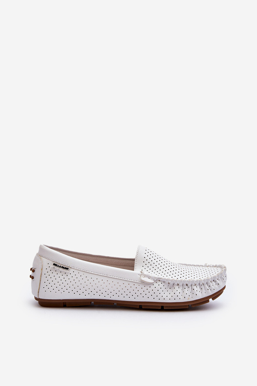 Women's White Cut-out Loafers Rasirna