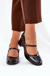 Lacquered Heels On A Block With Strap And Buckle Black Tammirea
