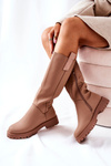 High Leather Boots Beige Trishia