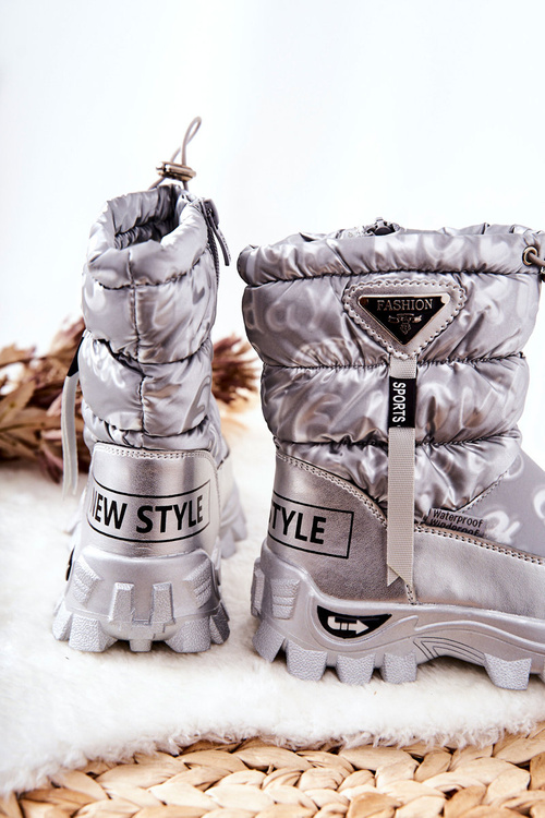 Children's Warm-up Snowboots with zip Silver Cleome