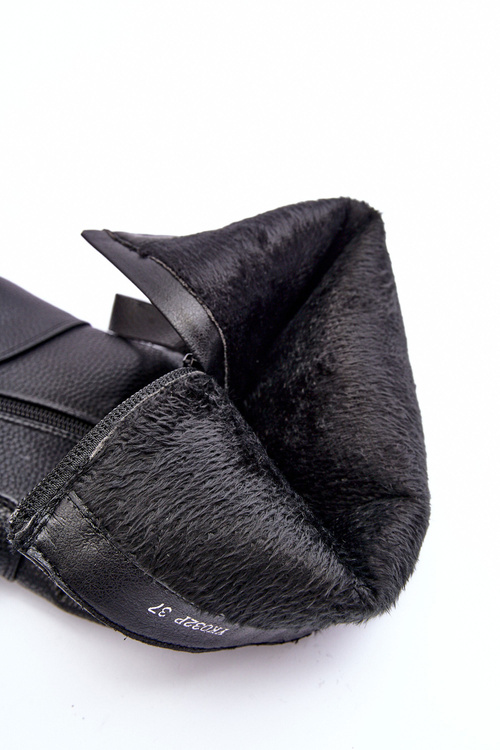 Leather Musketeer Boots On Platform Heel Black Ambre