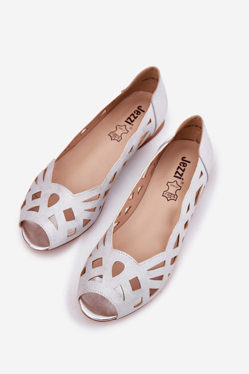 Perforated Ballerinas With Open Toes Silver Calgis
