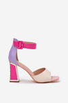 Elegant Ladies Sandals On Heel Beige-Pink Rosazara