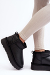 Women's Leather Snow Boots On Platform Black Loreley