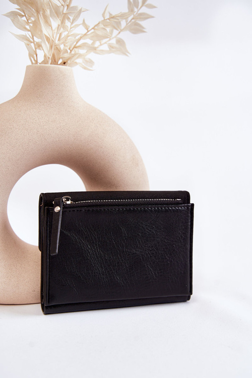 Women's Small Wallet With A Magnet Black Zaya