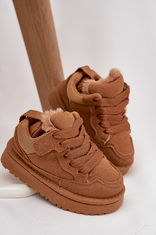 Sneakersy Dziecięce Ocieplane Futerkiem Camel Mireen