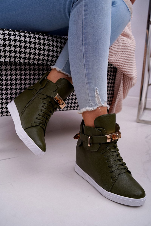 Women's Sneakers On Anchor Gold Padlock Olive Tersey