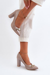 Pearl Heart Leather Court Shoes with Block Heel Zazoo 2453/OS