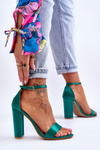 Satin High Heel Sandals Green Linsy
