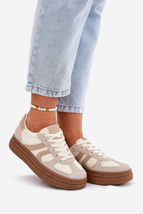 Womens Platform Sneakers Dark Beige Lesida