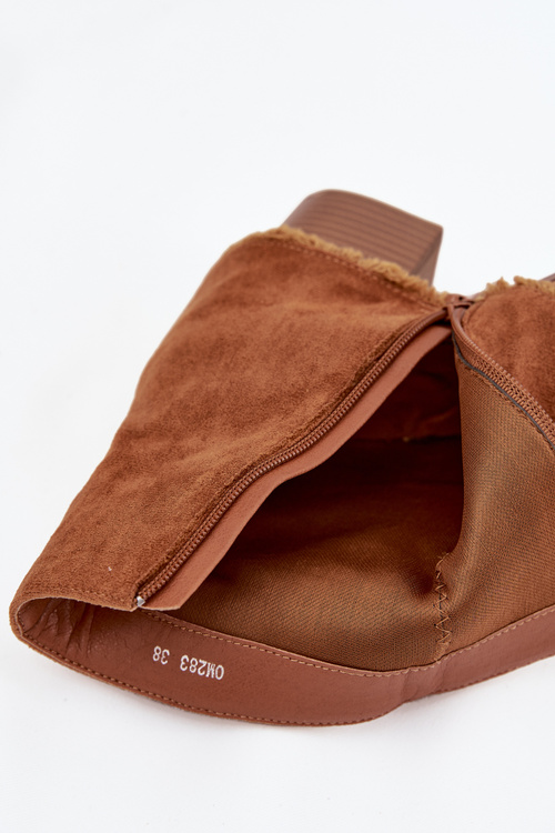 Women's ankle boots on heel with rolled shaft Camel Idalia