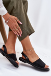 Women's Sandals On Flat Heel Eco Leather Black Dereka